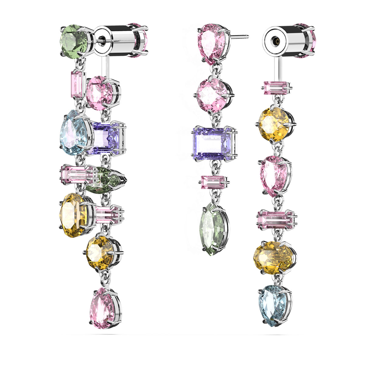 Swarovski Gema Drop Earrings, Long, Multicolored, Rhodium Plated